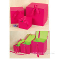 Red Square Gift Paper Box of Top Flap Lid with Ribbon Closure